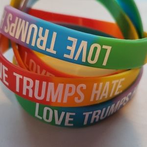 "Love Trumps Hate" rubber bracelets